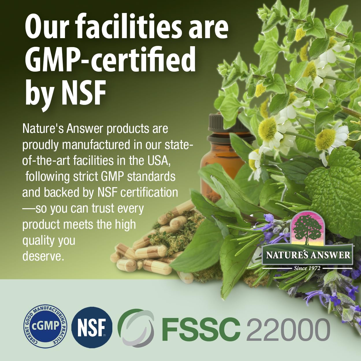 Nature's Answer frasco junto a regla para comparar tamaño beneficio portabilidad