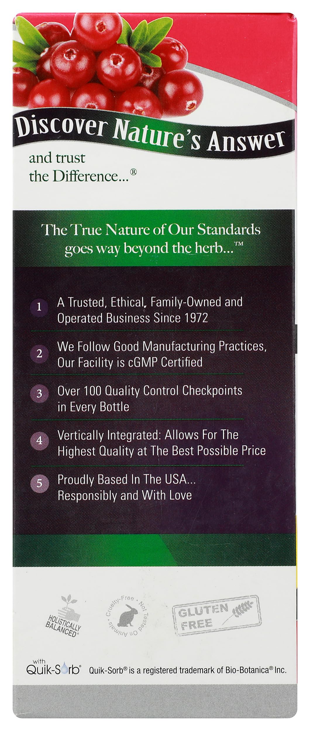 Nature's Answer detalle Quick‑Sorb patentado que optimiza absorción