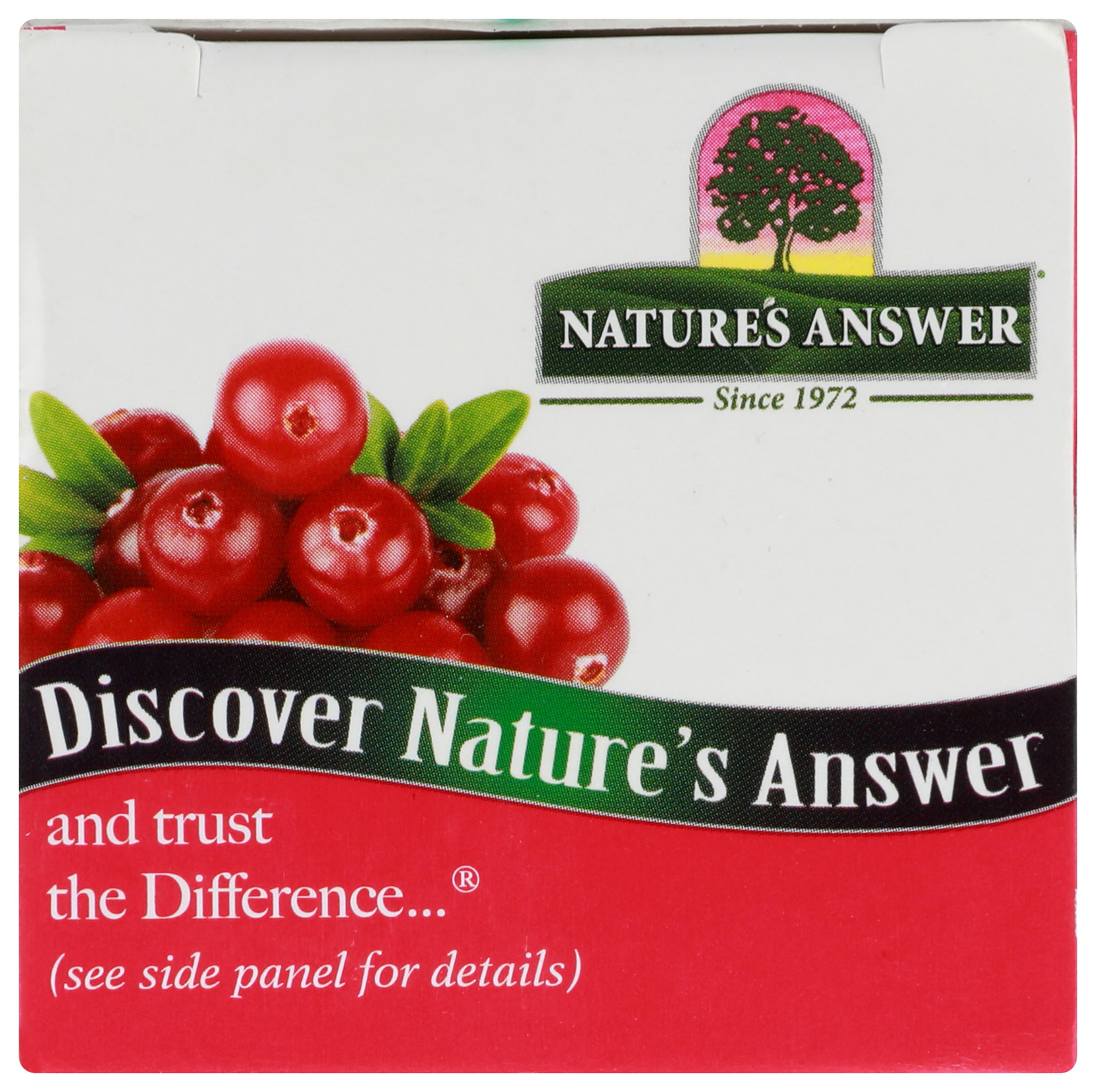 Nature's Answer frasco en mano mostrando tamaño y fácil transporte
