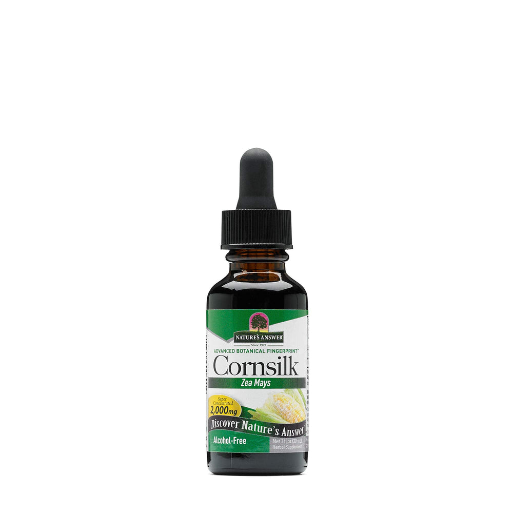 Nature's Answer frasco de Cornsilk frontal mostrando etiqueta clara y beneficios