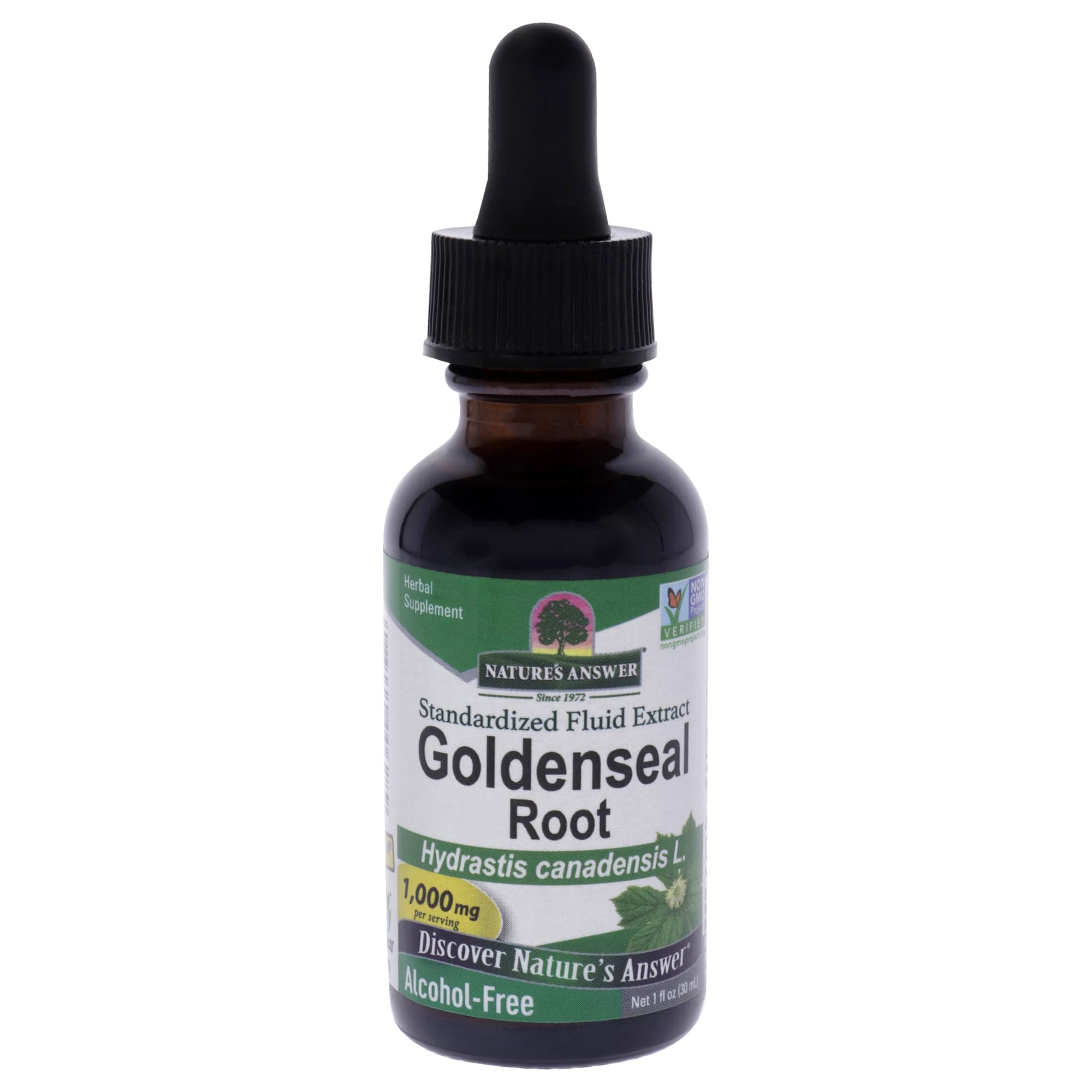 Nature's Answer botella frontal con etiqueta clara y beneficios de pureza
