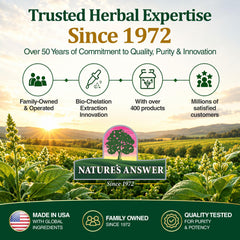 Nature's Answer caja con sellos Kosher y Gluten-Free visibles