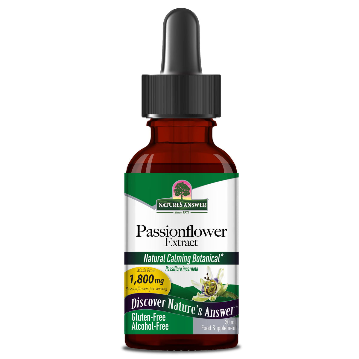 Nature's Answer botella frontal con gotero mostrando etiqueta y beneficio calmante