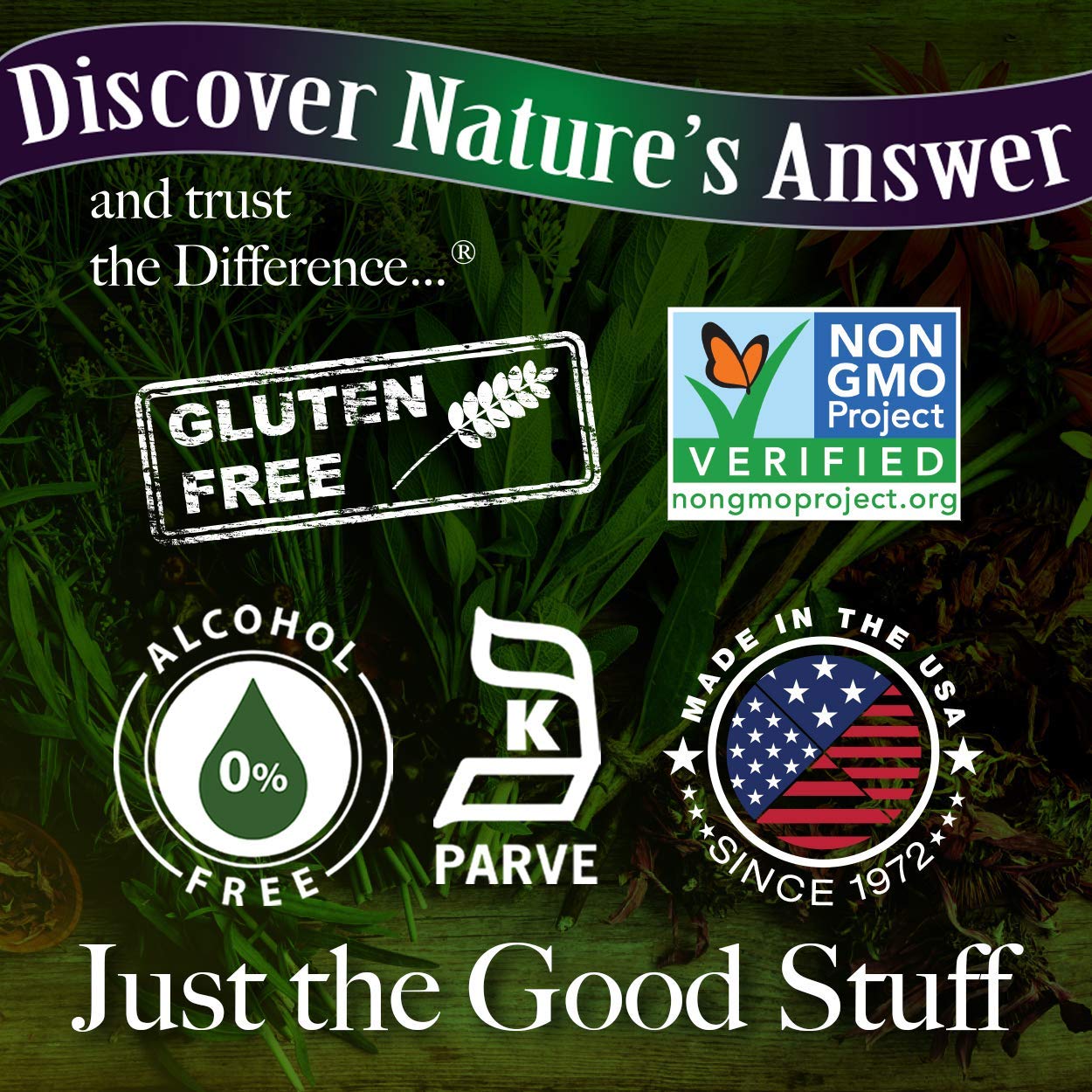 Nature's Answer frasco al lado de una regla para comparar tamaño portátil