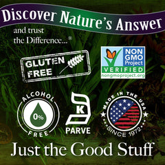 Nature's Answer frasco al lado de una regla para comparar tamaño portátil