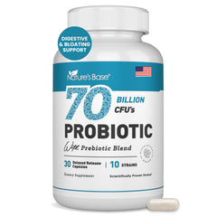 Nature's Base frente del empaque mostrando 70 mil millones UFC y beneficio digestivo