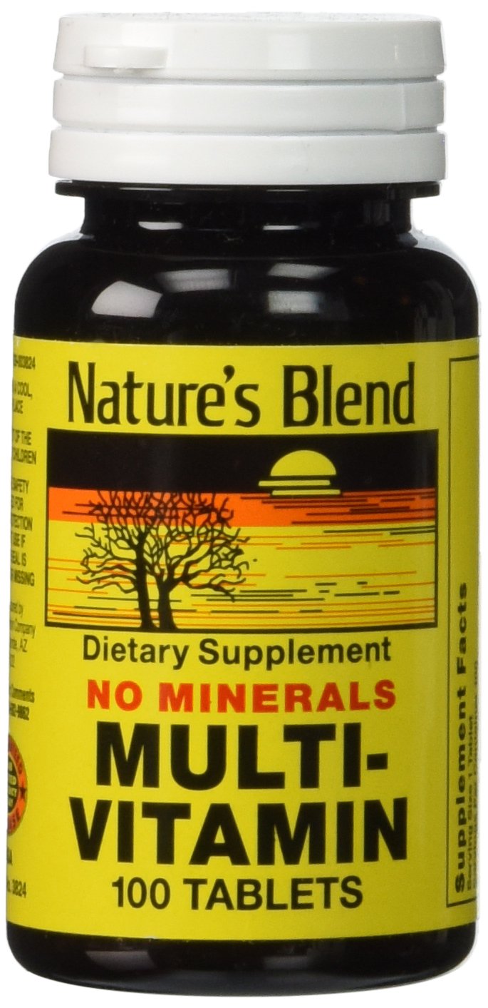 Nature's Blend frasco delantero de 100 comprimidos mostrando etiqueta clara y beneficios