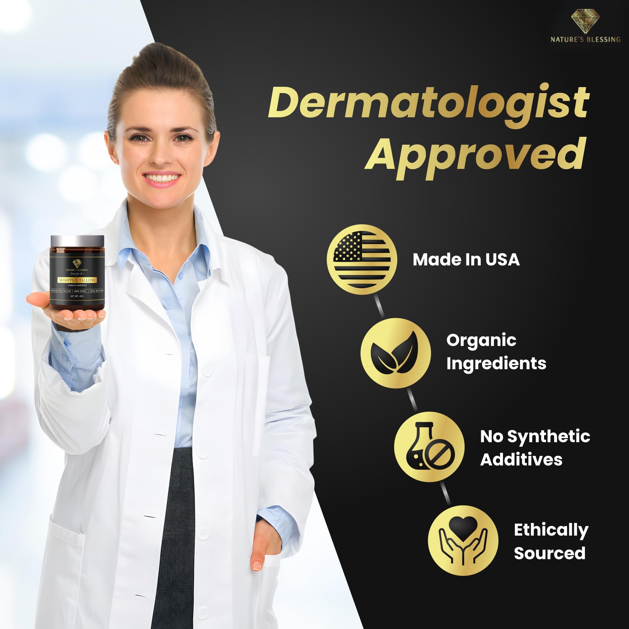 Nature's Blessing textura cremosa en primer plano que muestra la consistencia rica y nutritiva