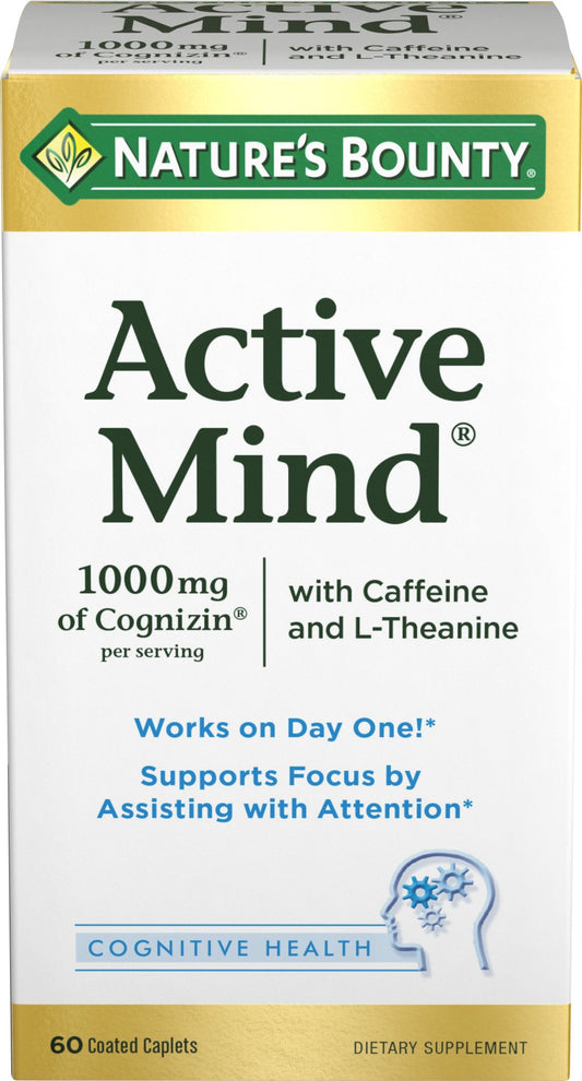 Nature's Bounty Active Mind vista frontal del envase enfatizando claridad