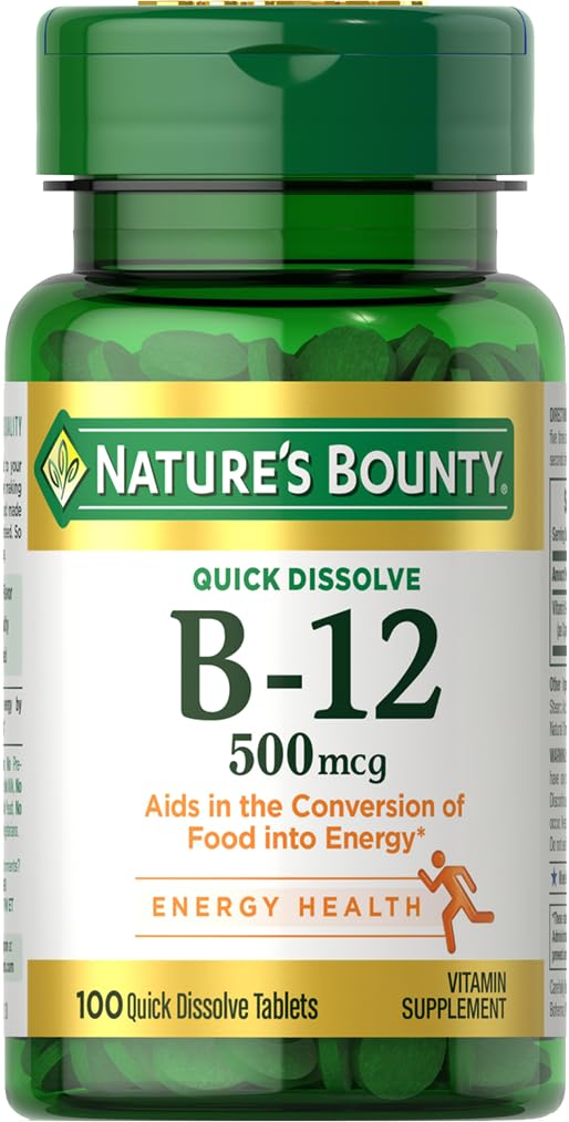 Nature's Bounty envase frontal que muestra la dosis y beneficios energéticos