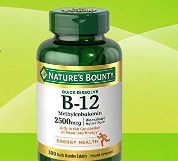 Nature's Bounty frasco frontal B-12 2500 mcg, formato duradero y práctico