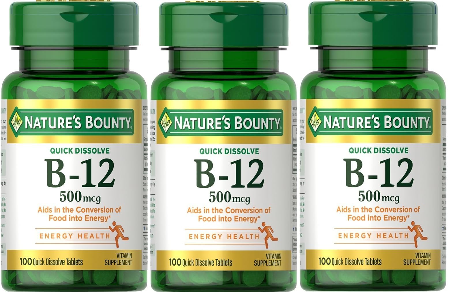 Nature's Bounty frasco frontal mostrando etiqueta y conteo de 3x100