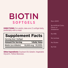 Comparación de tamaño Nature's Bounty Biotin junto a una moneda para escala