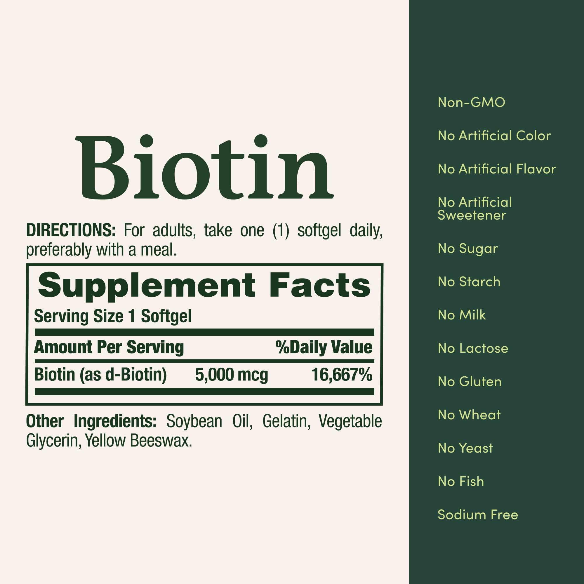 Nature's Bounty etiqueta con información nutricional legible y confianza en calidad