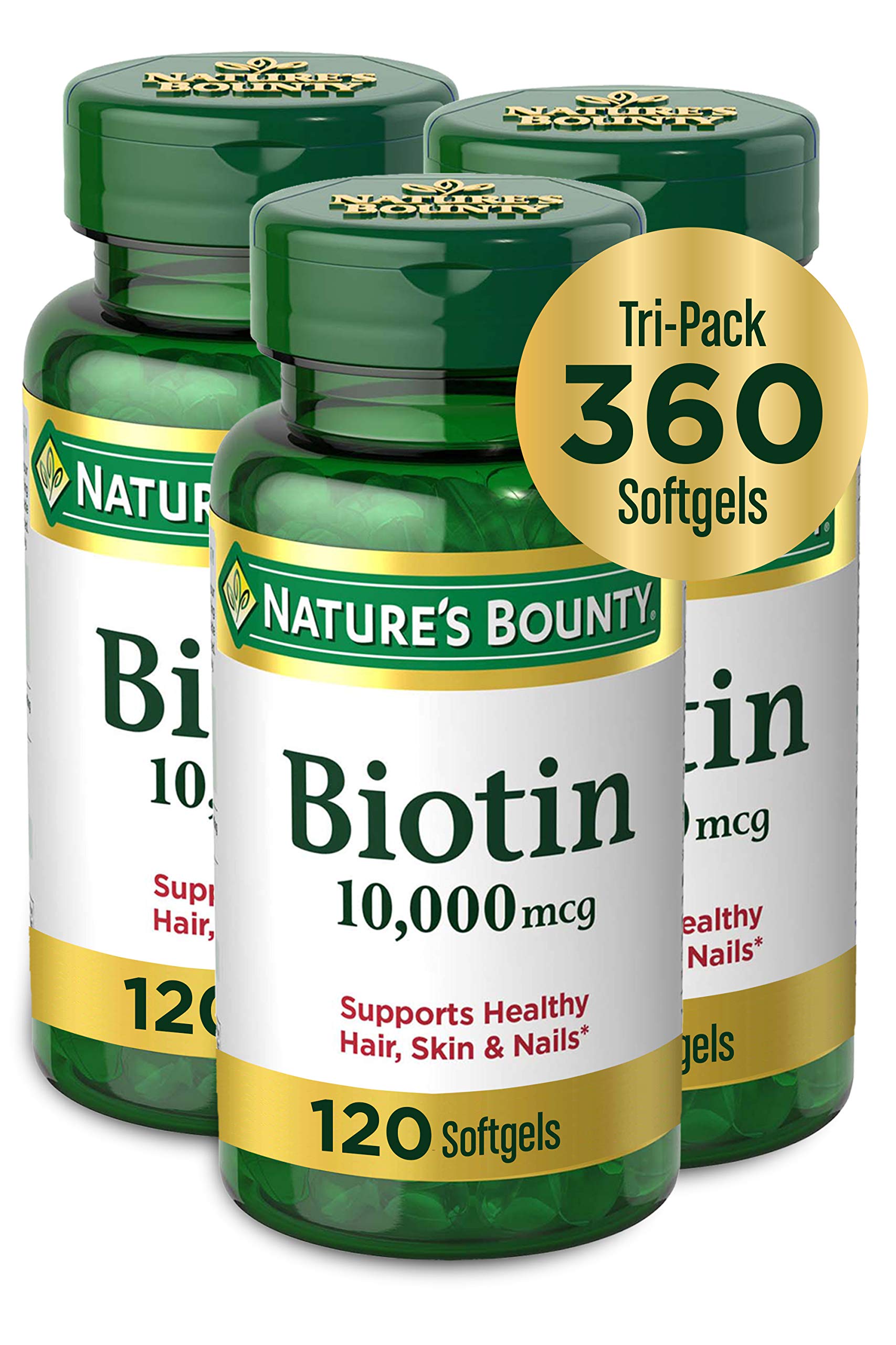 Nature's Bounty frasco frontal mostrando la etiqueta y contenido