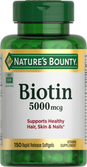 Nature's Bounty bote frontal mostrando etiqueta y beneficio de apoyo capilar