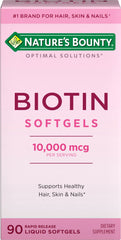 Nature's Bounty frasco frontal mostrando 90 softgels y dosis 10000 mcg