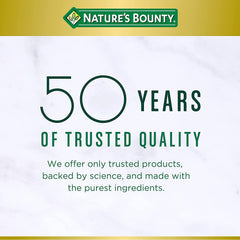Nature's Bounty botella abierta con cápsulas para visualizar la cantidad por frasco