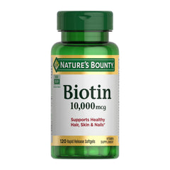 Nature's Bounty frasco frontal mostrando 120 softgels y beneficios claros