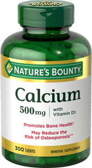 Nature's Bounty botella frontal mostrando calcio y vitamina D3, confianza en calidad