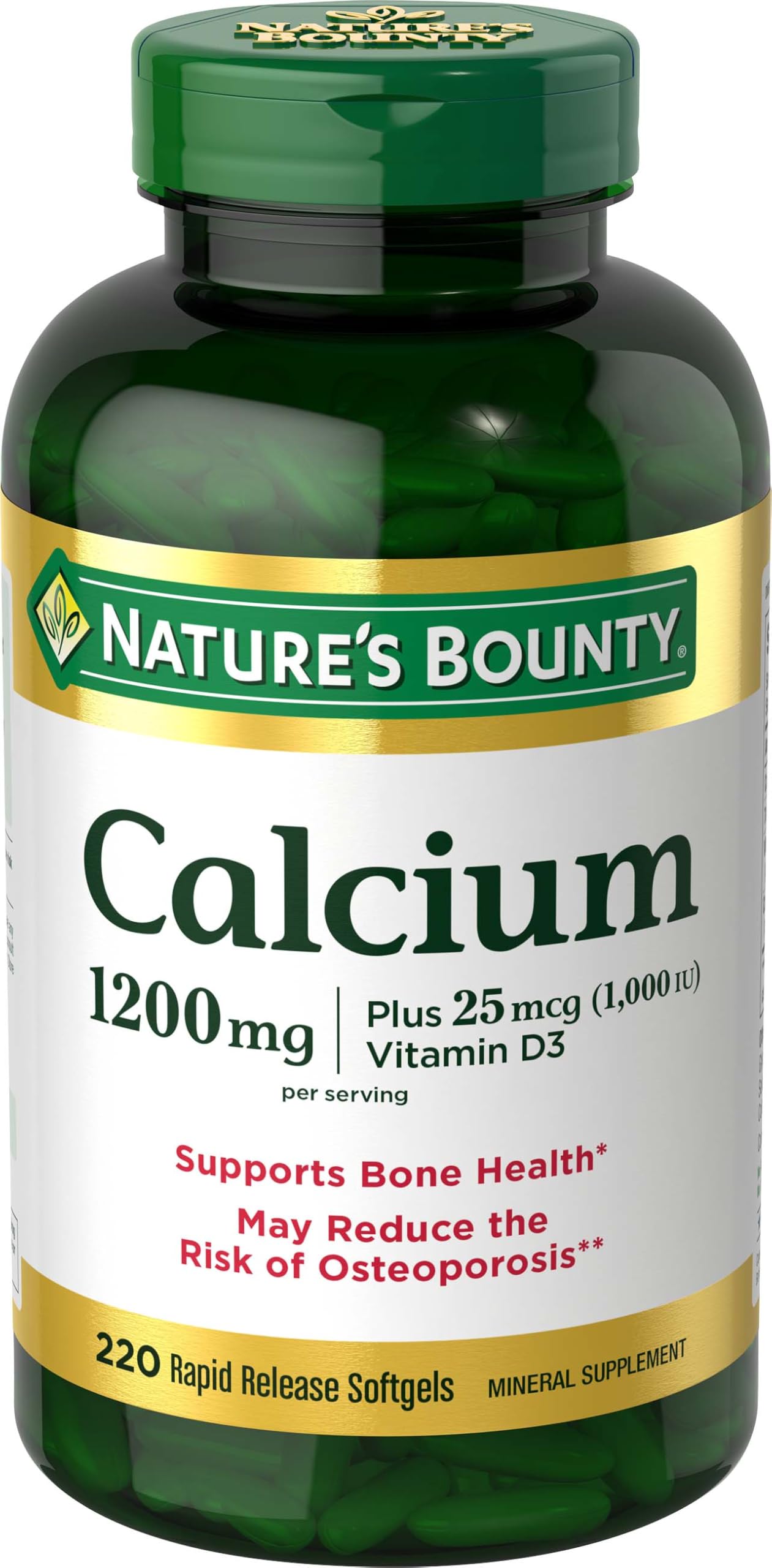 Nature's Bounty frasco frontal con 220 softgels mostrando presentación y cantidad
