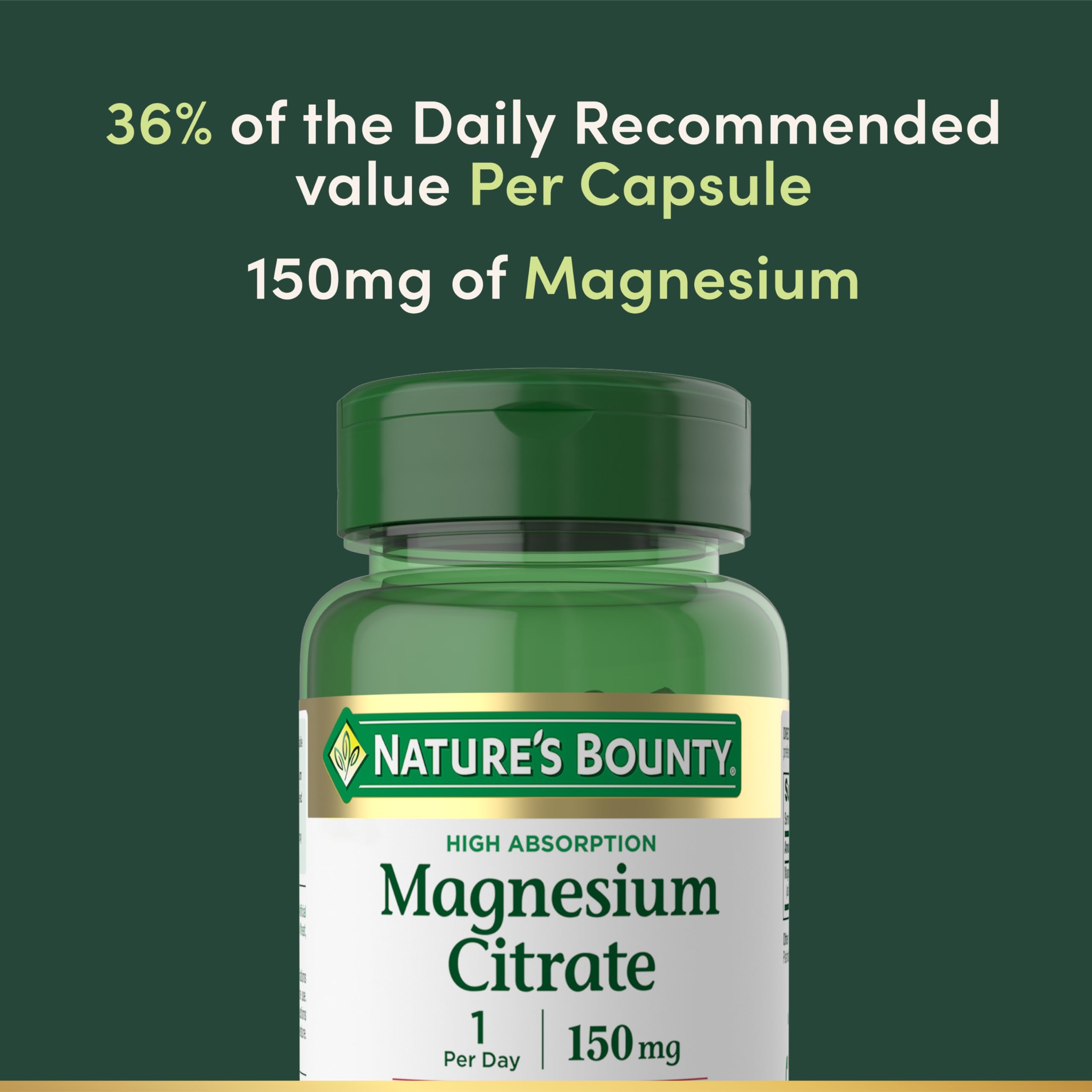 Nature's Bounty cápsula en mano para comparar tamaño, dosificación sencilla