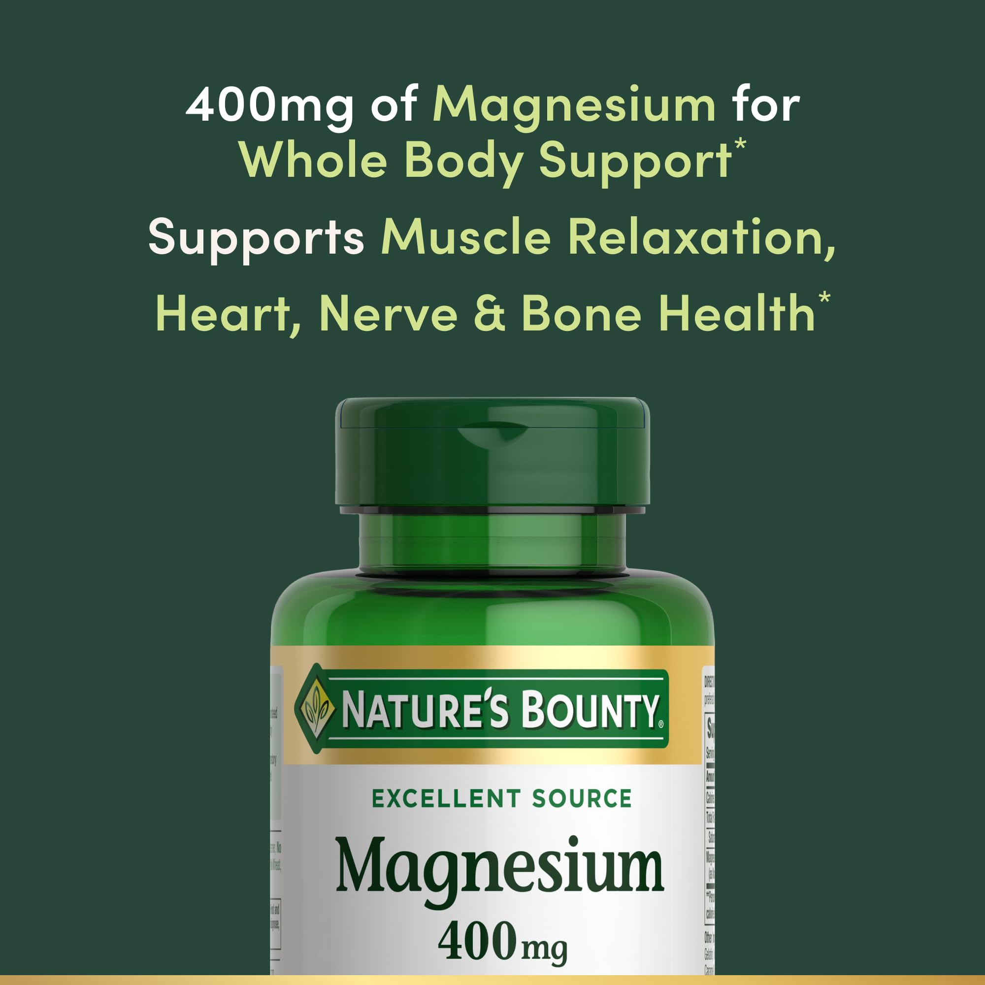 Nature's Bounty cápsula junto a regla para mostrar tamaño cómodo