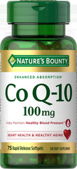 Nature's Bounty envase frontal con CoQ10 100 mg, presenta confianza y pureza