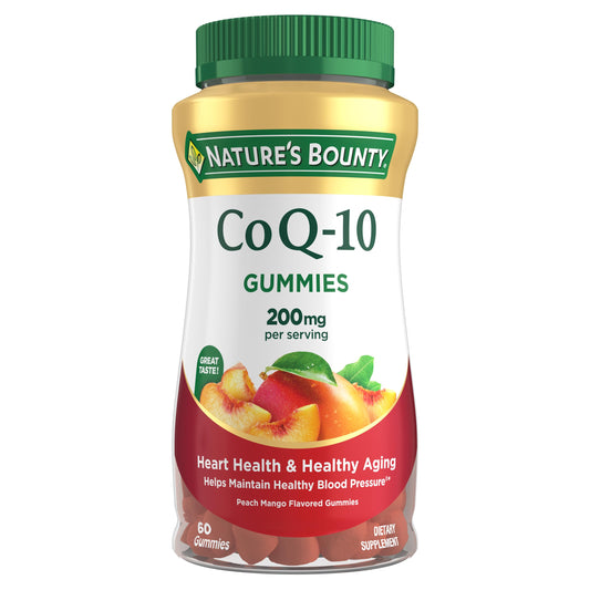Nature's Bounty CoQ10 gomitas durazno mango, apoyo a la salud cardiovascular diario