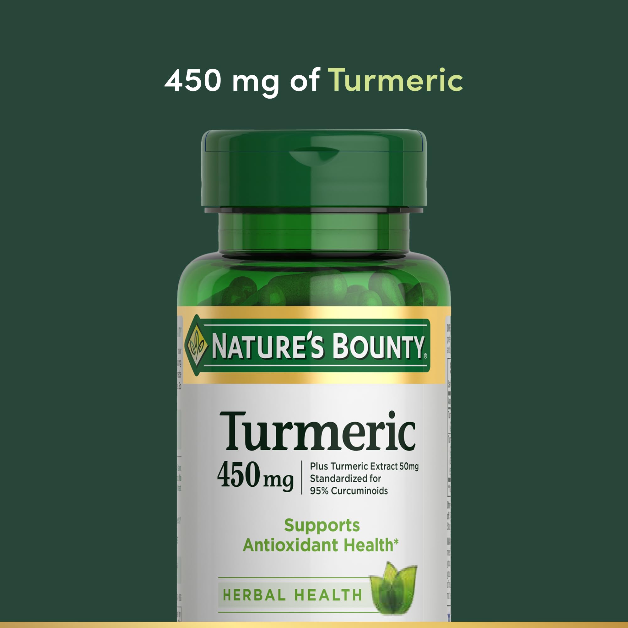 Nature's Bounty polvo extraído de rizoma de cúrcuma, detalle que evidencia origen vegetal