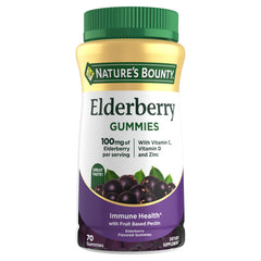 Nature's Bounty frasco frontal mostrando 70 gomitas, conveniente y confiable