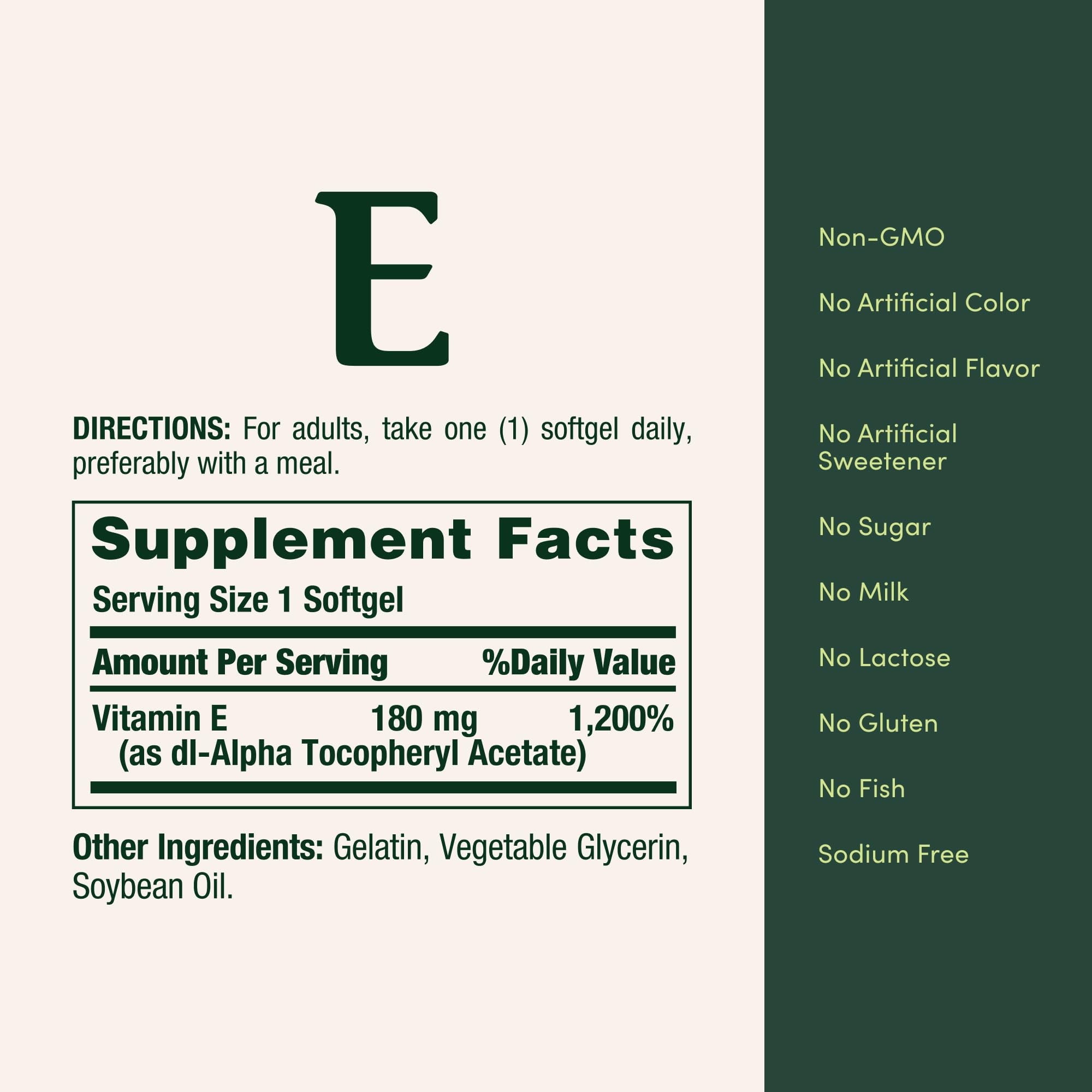 Nature's Bounty etiqueta legible con ingredientes, información útil y transparente