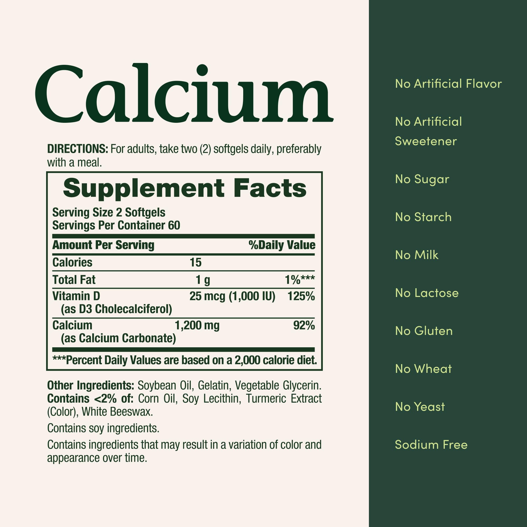 Nature's Bounty etiqueta con ingredientes y dosis clara para decisiones informadas