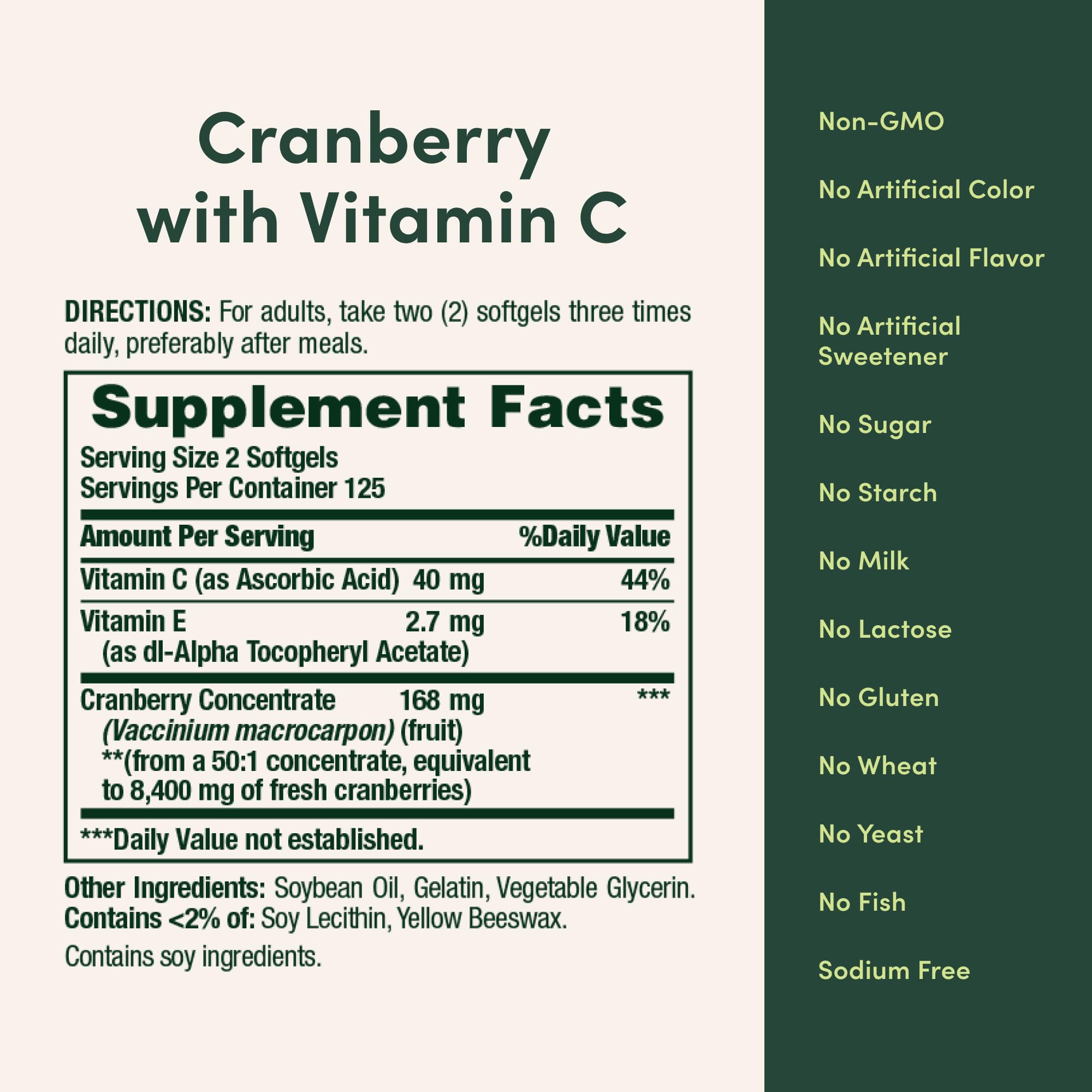 Nature's Bounty etiqueta con ingredientes que destaca arándano y vitamina C