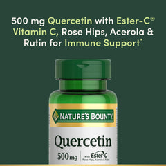 Nature's Bounty etiqueta de ingredientes destacando quercetina y Ester-C