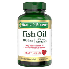 Nature's Bounty frasco frontal mostrando 145 cápsulas y ventaja de suministro prolongado