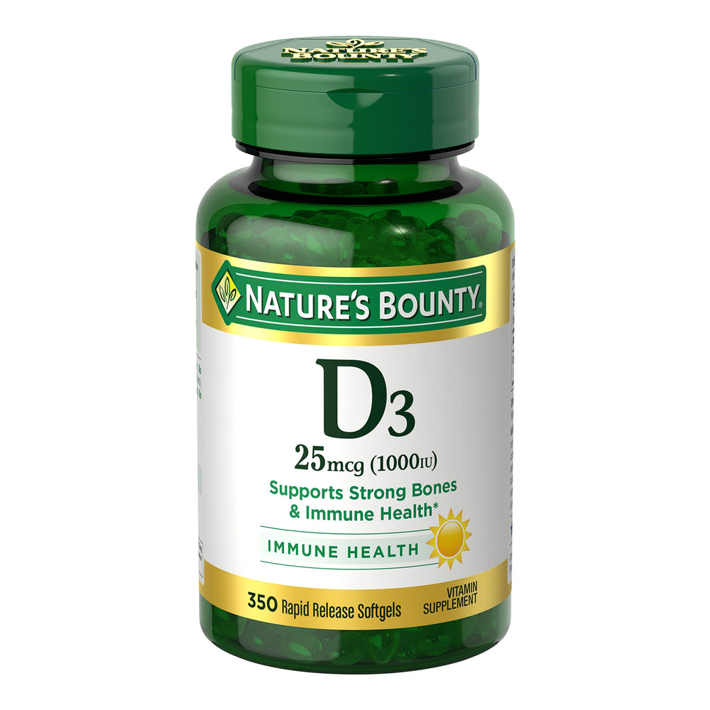 Nature's Bounty frasco delantero mostrando 350 cápsulas y etiqueta clara