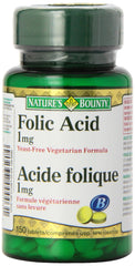 Nature's Bounty frasco frontal mostrando etiqueta clara y beneficio de folato