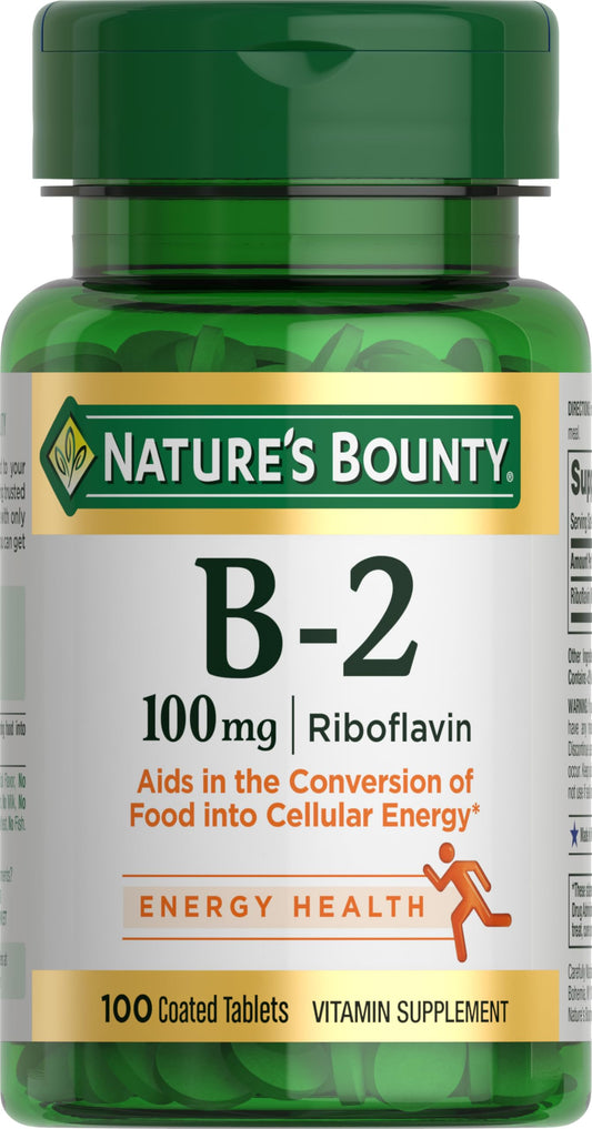 Nature's Bounty frasco frontal que muestra 100 tabletas y ofrece conveniencia