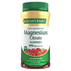 Nature's Bounty frasco frontal mostrando 90 gomitas y beneficios claros