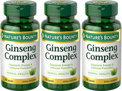 Nature's Bounty frasco frontal mostrando 75 cápsulas y beneficios de vitalidad
