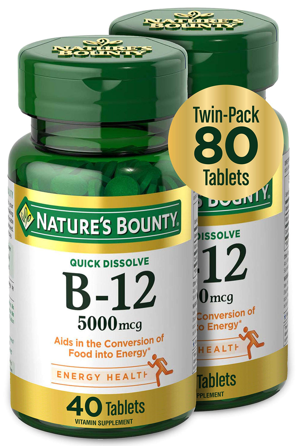 Nature's Bounty frasco frontal y etiqueta clara, confianza de marca