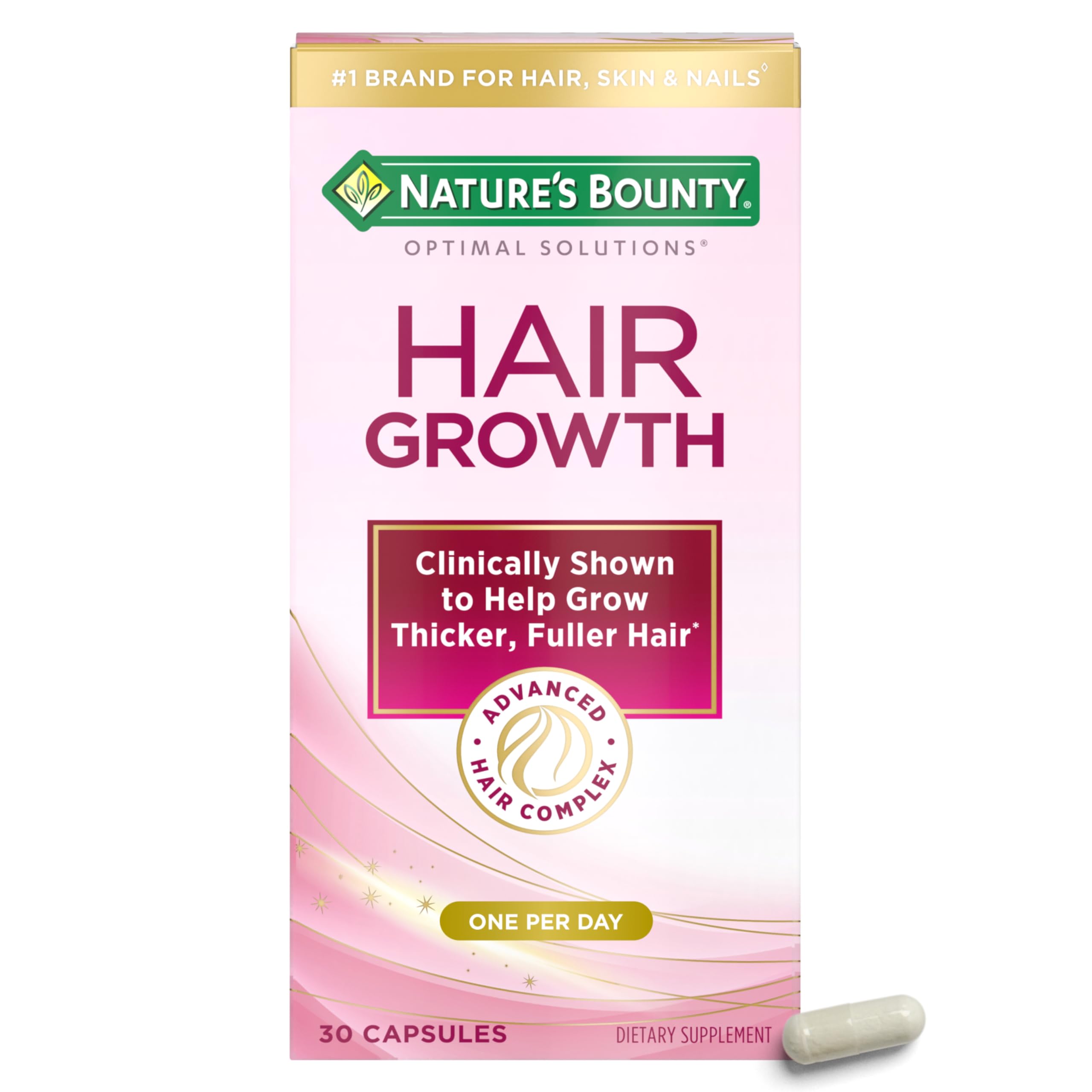 Nature's Bounty frente del envase mostrando beneficios y confianza de marca