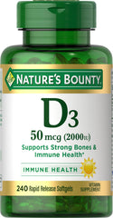 Nature's Bounty frente del envase mostrando la marca y beneficio óseo