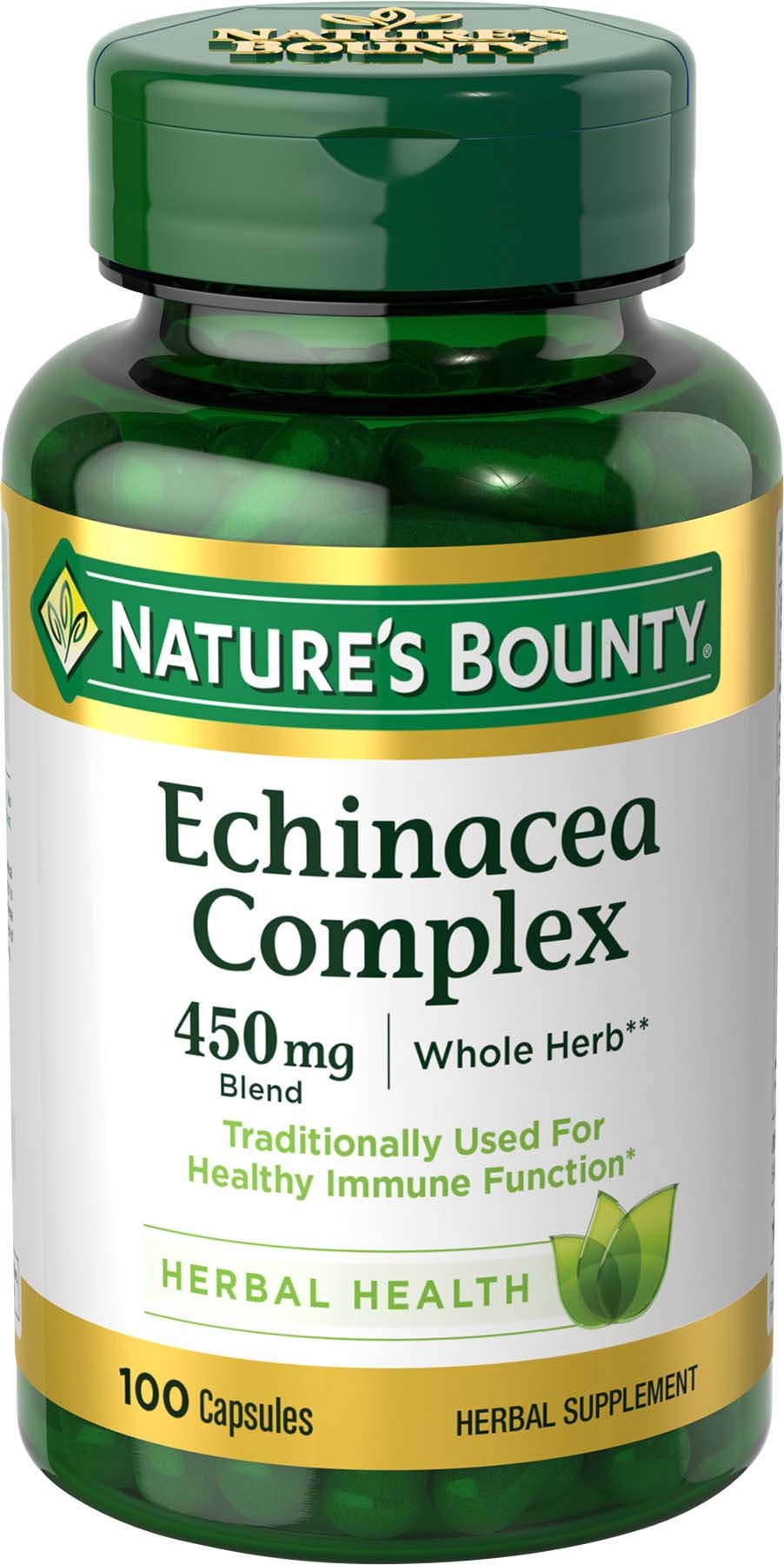 Nature's Bounty botella frontal mostrando envase y ventaja conveniencia