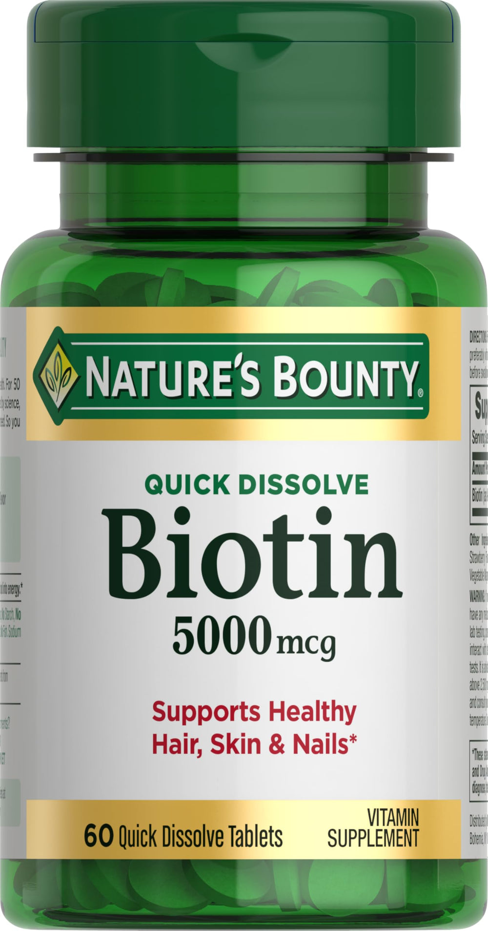 Nature's Bounty envase frontal mostrando 60 comprimidos y beneficios