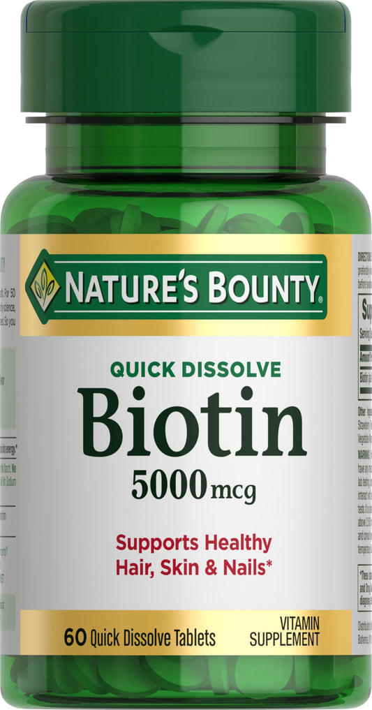 Nature's Bounty envase frontal mostrando 60 comprimidos y beneficios