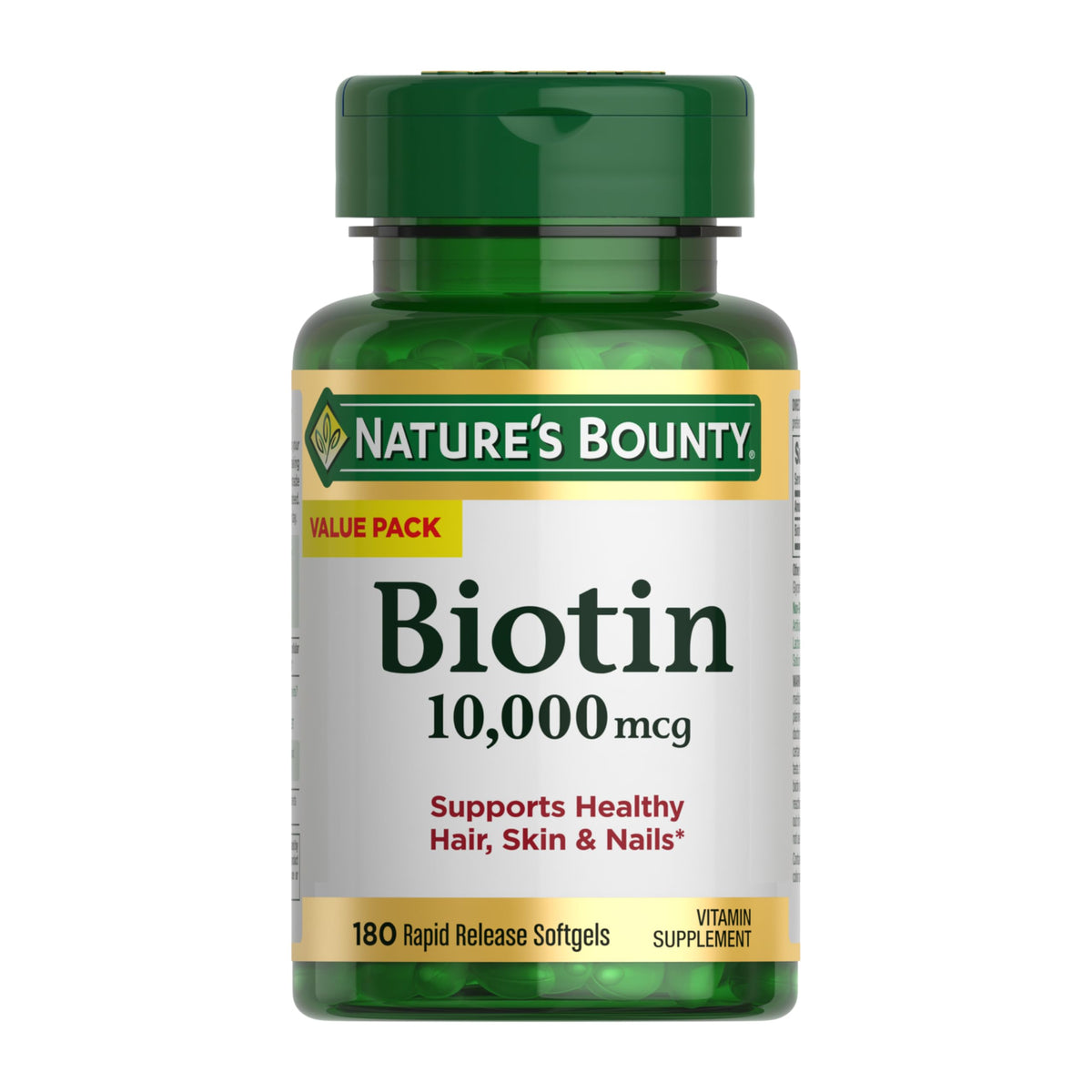 Nature's Bounty frasco frontal mostrando 180 softgels y claridad visual del producto