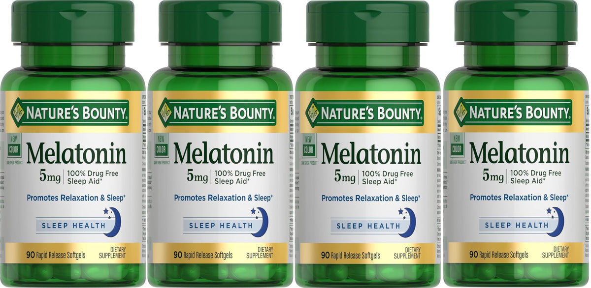 Nature's Bounty frontal del pack que resalta 5 mg y 90 cápsulas por frasco