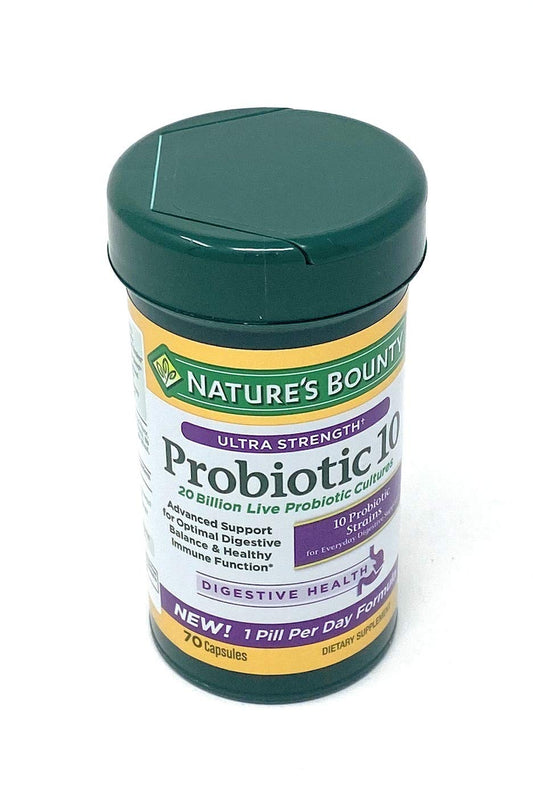 Nature's Bounty vista frontal del envase mostrando 70 cápsulas y beneficio práctico